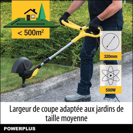 Powerplus Coupe-Bordure Électrique POWXG30033 - 500 W, 320 mm Ř, Jardinage Outillage, Coupe-Herbe & Coupe-Bordures pour votre