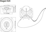 Haut-parleurs de voiture - JBL - STAGE2 424 - 4 pouces, 2 voies, Coaxial