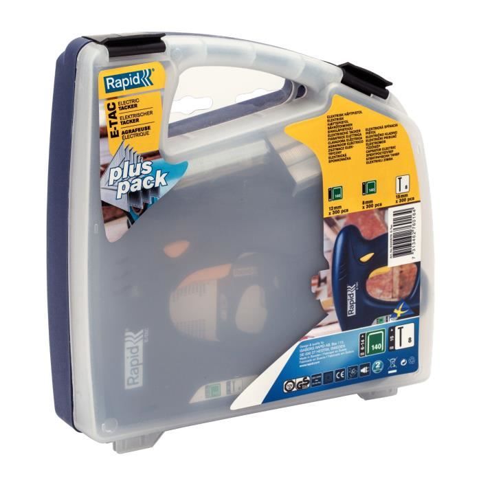 Agrafeuse électrique - RAPID - E-TAC professionnelle - Pour agrafes et clous - Coffret (Boîte+Agrafeuse+Agrafes/Clous) - (5000576)