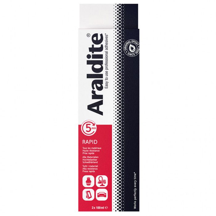 Colle époxy bi-composant - CYANOLIT - Araldite - Raprid rouge - 2 x 100 ml - Prise rapide - Haute résistance - Multi-matériaux