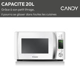 Micro-ondes Candy Timeless CMXW20DW 700W 20L Digital Blanc - Fonction Décongélation - 5 Niveaux de Puissance - 10 Menus Auto