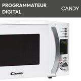Micro-ondes Candy Timeless CMXW20DW 700W 20L Digital Blanc - Fonction Décongélation - 5 Niveaux de Puissance - 10 Menus Auto