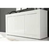 Buffet BASICO - Décor blanc laqué brillant  - 3 Portes - L160 x P42 x H85,8 cm