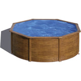 GRE - Kit Piscine hors sol acier ronde imitation bois - ÿ370 x H122 cm (LivrÈe avec filtre a cartouche + Èchelle)