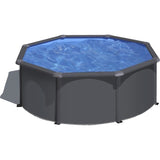 GRE - Kit Piscine hors sol acier ronde grise anthracite - Ø300 x H122 (Livrée avec filtre a sable + échelle)