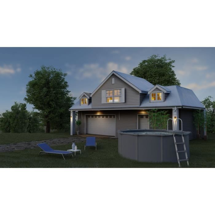 GRE - Kit Piscine hors sol acier ronde grise anthracite - Ø300 x H122 (Livrée avec filtre a sable + échelle)