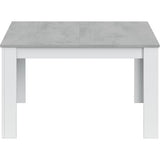 Table a manger extensible - KENDRA - Rectangulaire - Blanc artik et ciment - 4 a 6 personnes - L140/190 x P90 x H78 cm