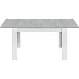 Table a manger extensible - KENDRA - Rectangulaire - Blanc artik et ciment - 4 a 6 personnes - L140/190 x P90 x H78 cm