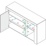 Buffet - AMBIT - Effet béton satiné / Blanc Artik - 3 portes