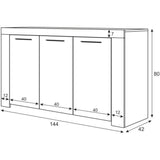 Buffet - AMBIT - Effet béton satiné / Blanc Artik - 3 portes