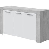 Buffet - AMBIT - Effet béton satiné / Blanc Artik - 3 portes
