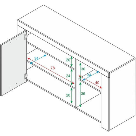 Buffet - AMBIT - Effet béton satiné / Blanc Artik - 3 portes