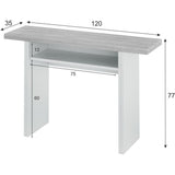 Table d'appoint dÈpliante / console TAVOLO - MÈlaminÈ gris bÈton - L 120 x P 35/70 x H 75/77 cm
