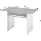 Table d'appoint dÈpliante / console TAVOLO - MÈlaminÈ gris bÈton - L 120 x P 35/70 x H 75/77 cm