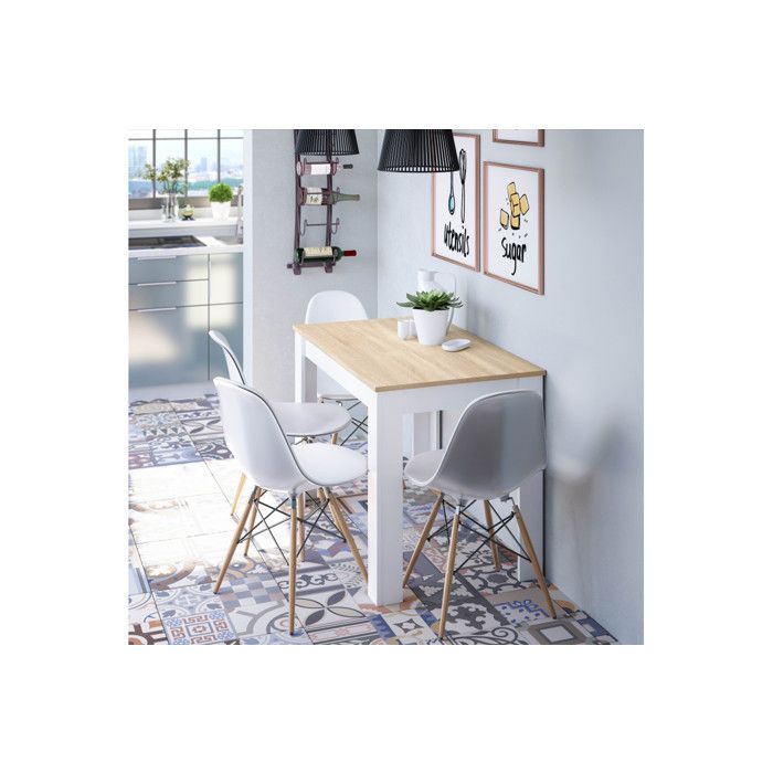 Table a manger LILIAN L109 x P67cm - Blanc / Bois