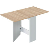 Table de cuisine rabattable FLY - MÈlaminÈ blanc artik et chene - L 31/140 x P 77 x H 78 cm