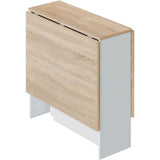 Table de cuisine rabattable FLY - Mélaminé blanc artik et chene - L 31/140 x P 77 x H 78 cm