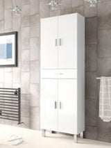 Colonne de salle de bain - ARUBA - Blanc brillant - 4 portes - 1 tiroir - 60 x 29 x 182 cm