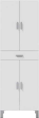 Colonne de salle de bain - ARUBA - Blanc brillant - 4 portes - 1 tiroir - 60 x 29 x 182 cm