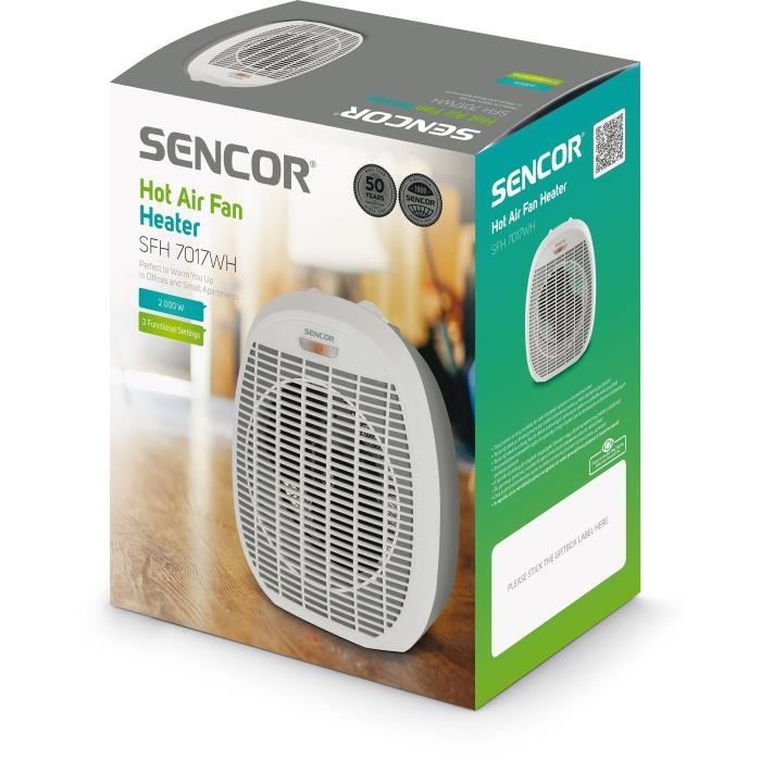 Radiateur soufflant a air chaud - SENCOR - SFH 7017WH - 2000 W - 2 niveaux de chauffage - Blanc