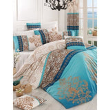 Parure de lit - 1 housse de couette 220 x 240 cm + 2 taies d'oreiller 60 x 60 cm - 100% coton renforcé - Turquoise