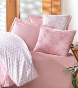 Parure de lit - 1 housse de couette 140 x 200 cm + 2 taies d'oreiller 60 x 60 cm - 100% coton renforcé - Rose