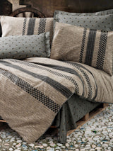 Parure de lit - 1 housse de couette 140 x 200 cm + 2 taies d'oreiller 60 x 60 cm - 100% coton renforcé - Brun