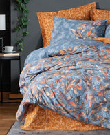 Parure de lit - 1 housse de couette 140 x 200 cm + 2 taies d'oreiller 60 x 60 cm - 100% coton renforcé - Moutarde
