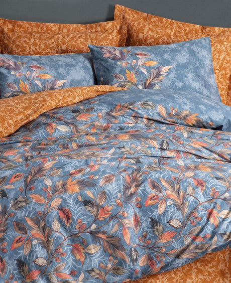 Parure de lit - 1 housse de couette 140 x 200 cm + 2 taies d'oreiller 60 x 60 cm - 100% coton renforcé - Moutarde