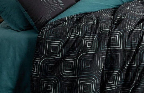 Parure de lit - 1 housse de couette 140 x 200cm + 1 taies d'oreiller 60 x 60 cm - 100% coton renforcé - Imprimé Bleu pétrole