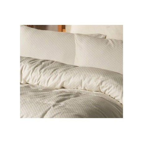 Parure de lit - 1 housse de couette 140 x 200cm + 1 taies d'oreiller 60 x 60 cm - 100% coton renforcé - Imprimé carreaux Creme