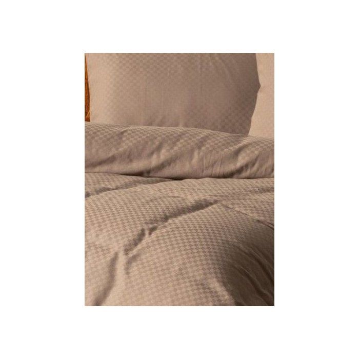 Parure de lit - 1 housse de couette 140 x 200cm + 1 taies d'oreiller 60 x 60 cm - 100% coton renforcé - Imprimé carreaux Vison