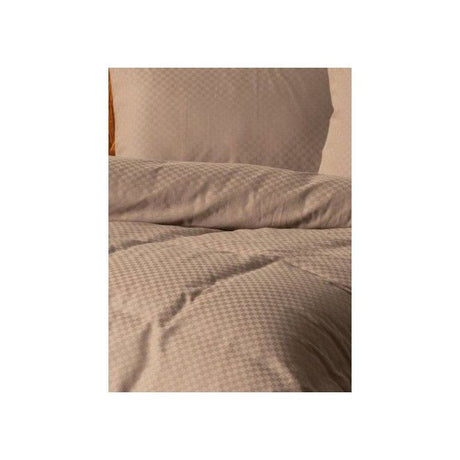 Parure de lit - 1 housse de couette 140 x 200cm + 1 taies d'oreiller 60 x 60 cm - 100% coton renforcé - Imprimé carreaux Vison