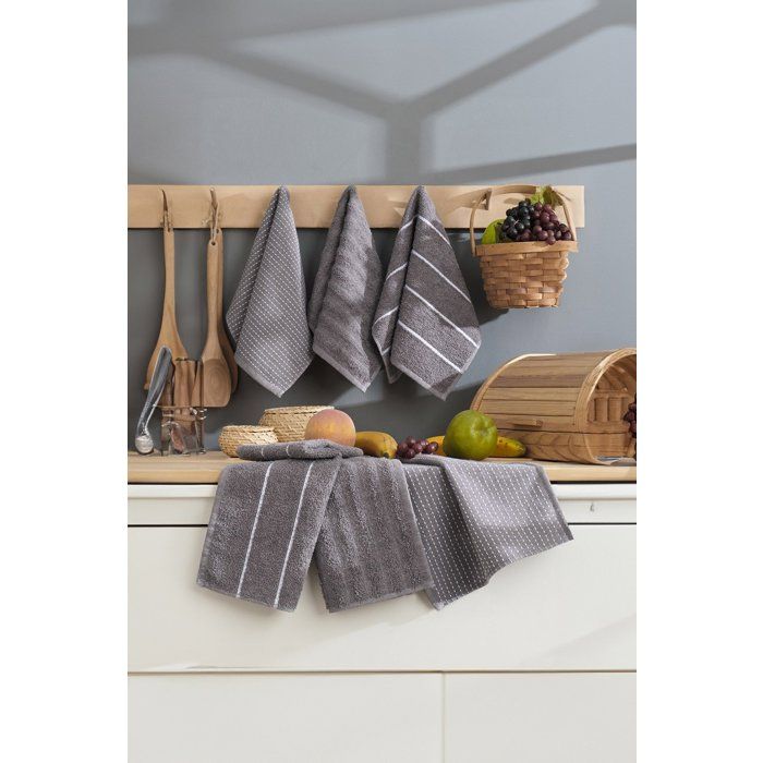 Ensemble de 6 serviettes de toilette - 30 x 50 cm - Gris anthracite