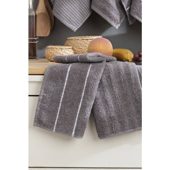 Ensemble de 6 serviettes de toilette - 30 x 50 cm - Gris anthracite