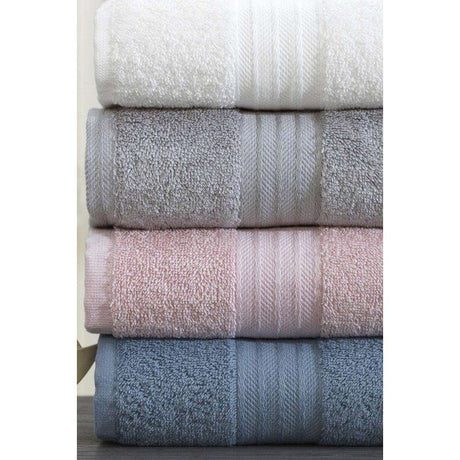Ensemble de 4 serviettes a main - 50 x 85 cm - Blanc, Gris, Rose, Bleu
