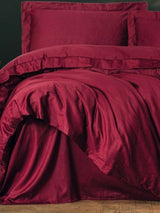 Parure de lit - 1 housse de couette 140 x 200cm + 1 taies d'oreiller 60 x 60 cm - Satin - Rouge bordeaux
