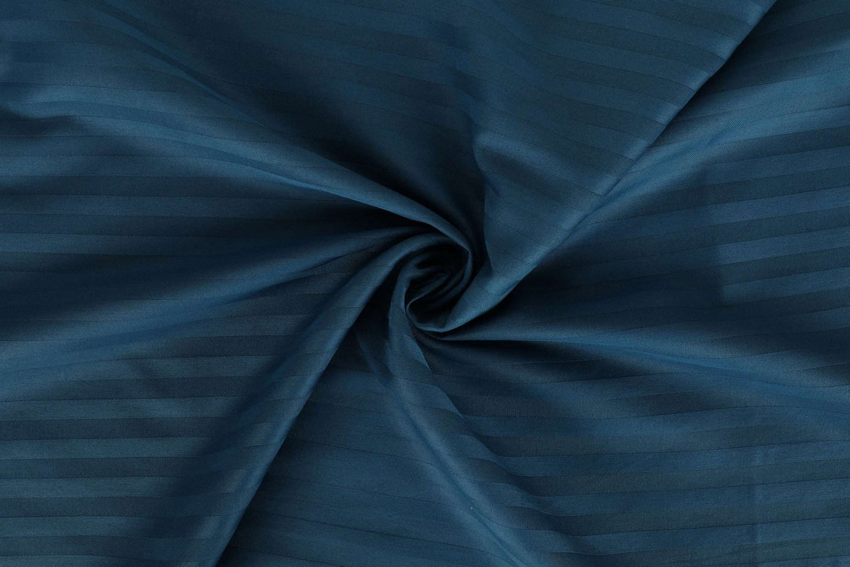 Parure de lit - 1 housse de couette 140 x 200cm + 1 taies d'oreiller 60 x 60 cm - Satin - Imprimé rayures Bleu