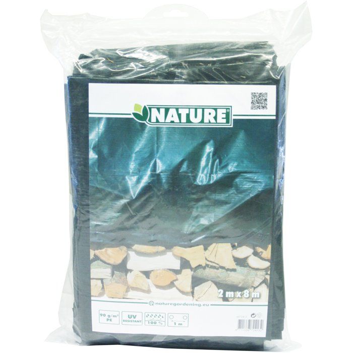 Bâche de protection pour tas bois ou autres usages - NATURE - 2 x 8 m - 90g/m² - Vert