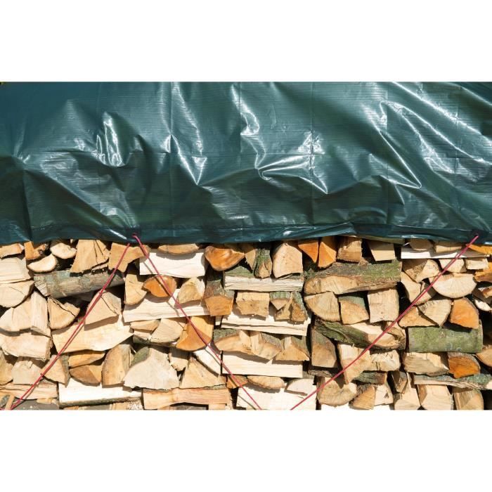 Bâche pour tas de bois - NATURE - 5 x 6 m - HDPE 90 g/m˛ - 100% étanche - Anti-UV