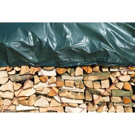 Bâche pour tas de bois - NATURE - 5 x 6 m - HDPE 90 g/m˛ - 100% étanche - Anti-UV