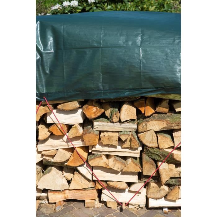 Bâche pour tas de bois - NATURE - 5 x 6 m - HDPE 90 g/m˛ - 100% étanche - Anti-UV