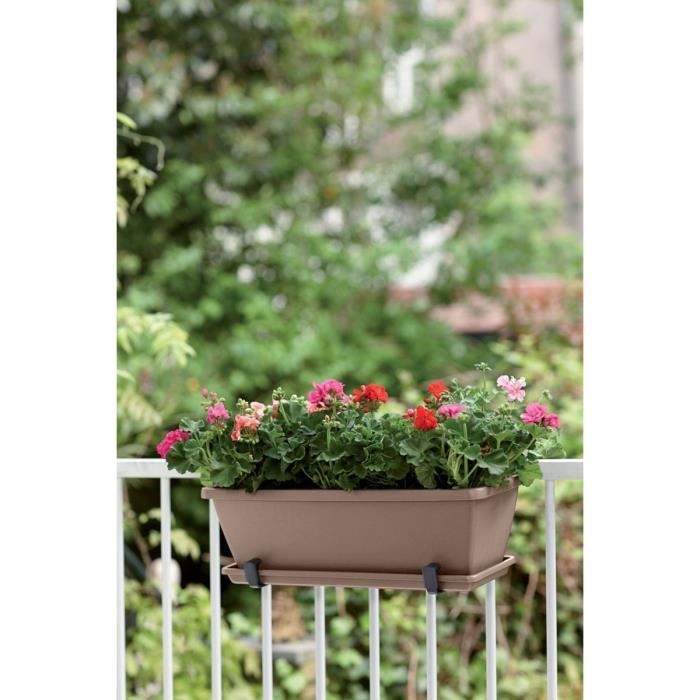 ELHO Soucoupe Barcelona Balconniere 50 - L16,7 x l45,5 x H3 cm - Taupe - Plastique