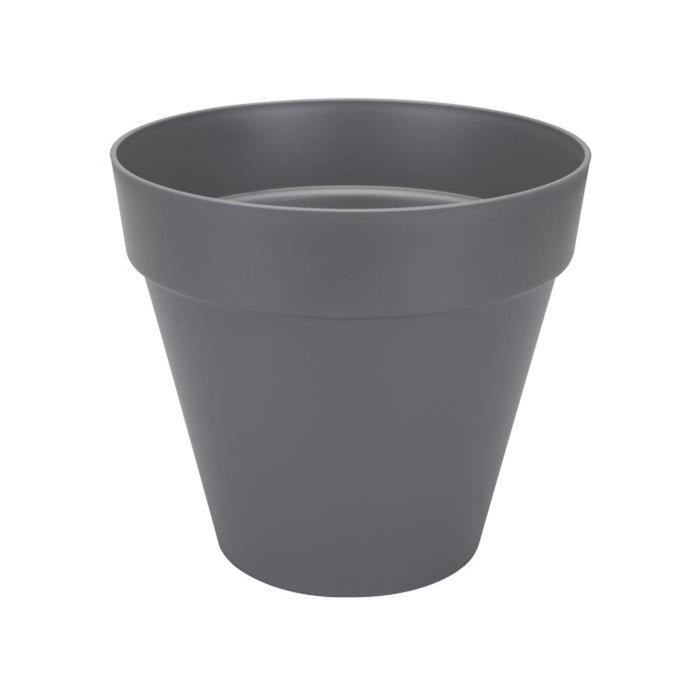 ELHO Pot de fleurs Rond Loft Urban - Ø 38,5 x H 35,3cm - Gris anthracite - Avec roues