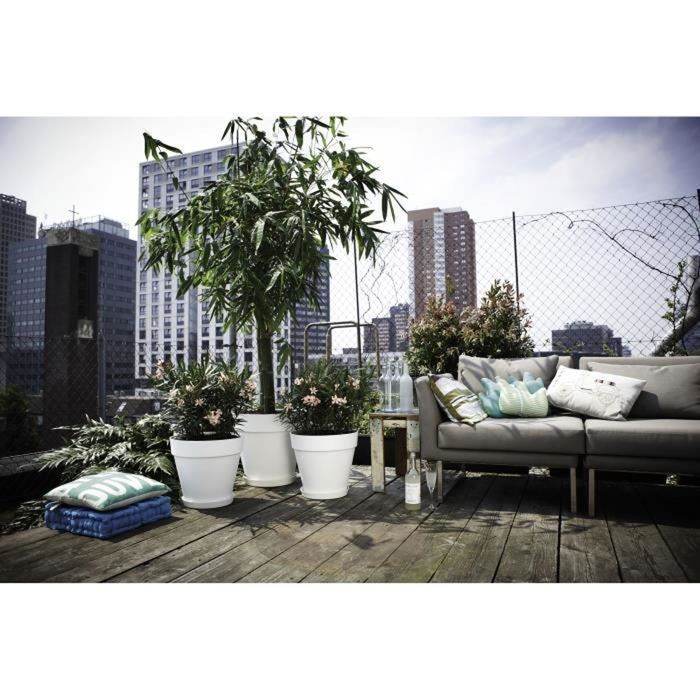 ELHO Pot de fleurs Rond Loft Urban - Ø 38,5 x H 35,3cm - Gris anthracite - Avec roues