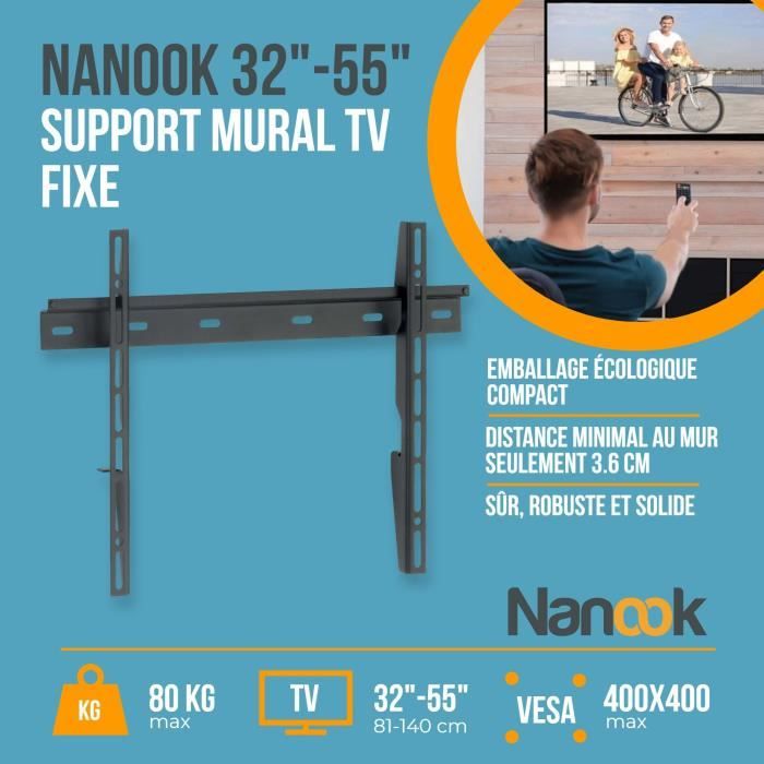 Support Mural TV NANOOK - Ultra Plat - 32-55 Pouces - pour tÈlÈs LCD et (O)LED - Noir