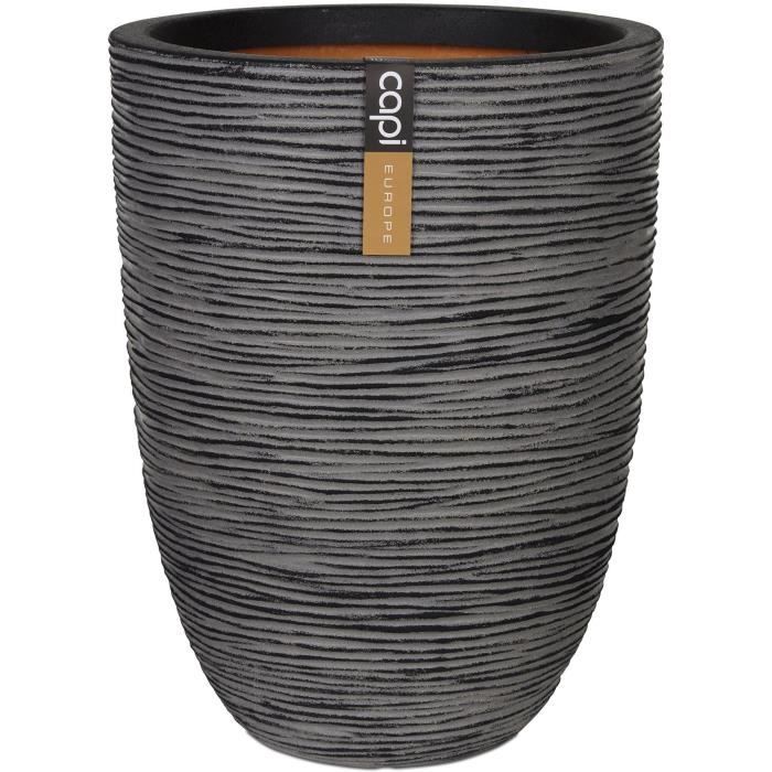 Capi Flower pot Nature Rib 36 x 47 cm anthracite KOFZ782 424229