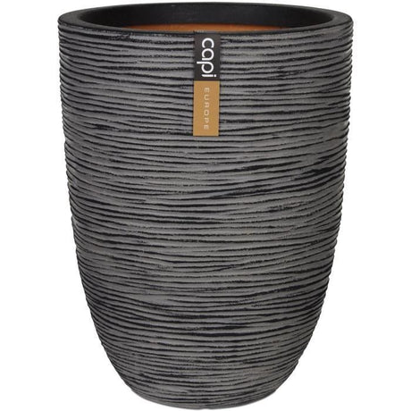 CAPI EUROPE Pot de fleurs élégant bas NATURE RIB - 46x58 cm - Anthracite
