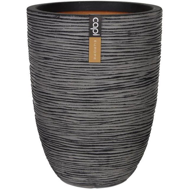 CAPI EUROPE Pot de fleurs élégant bas NATURE RIB - 46x58 cm - Anthracite