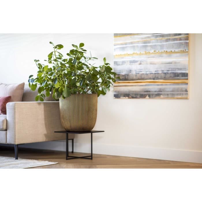 CAPI EUROPE Jardiniere GROOVE - 43x41 cm - Noir et doré - Plastique texturé